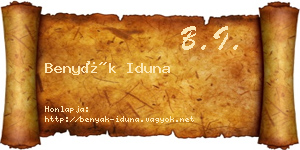 Benyák Iduna névjegykártya